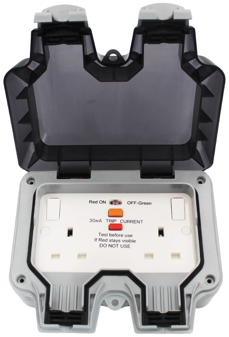 DOUBLE SWITCHED RCD PROTECTED 13A OUTDOOR SOCKET