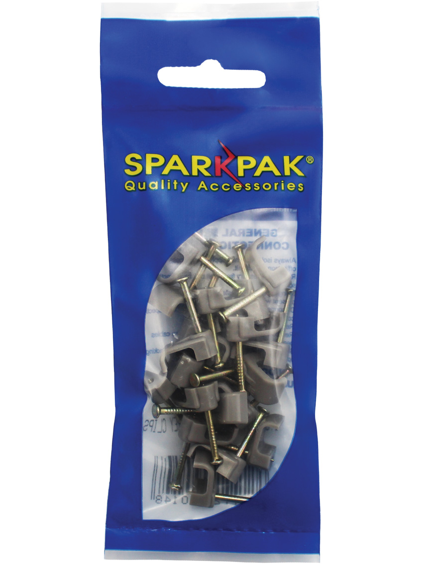 1.5mm Twin & Earth Round Clips Grey (20)