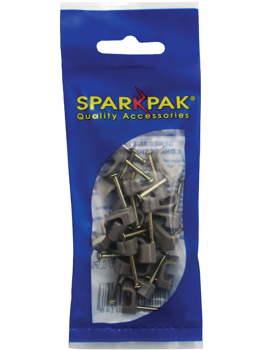 2.5mm Twin & Earth Round Clips Grey (20)