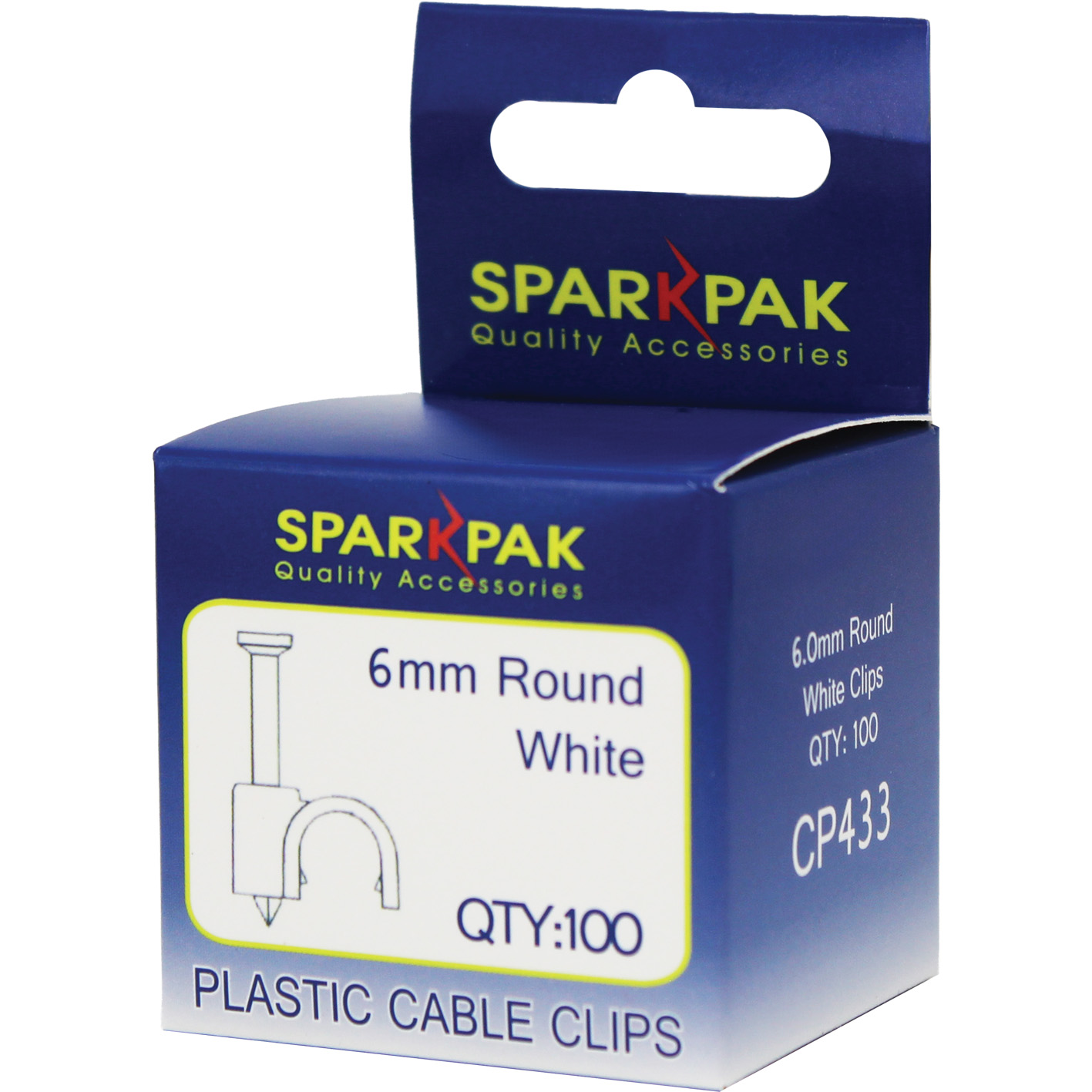 6mm Round Clips White (100)