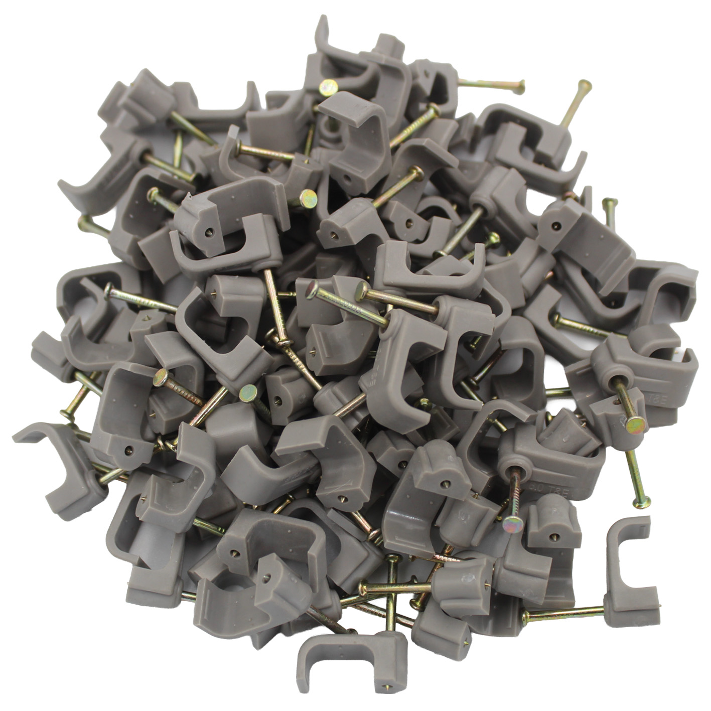 6mm Twin & Earth Round Clips Grey (100)
